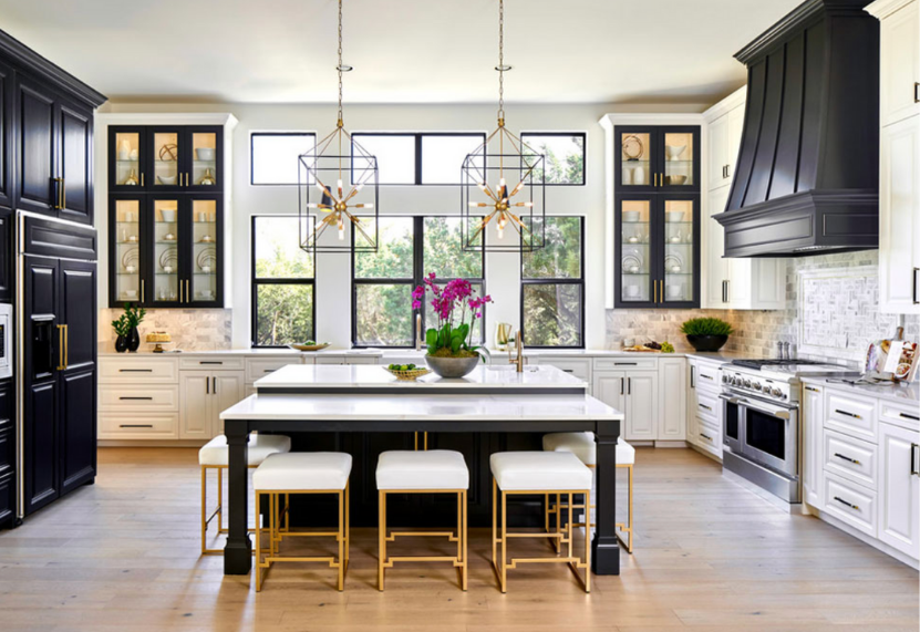 black and white kitchen